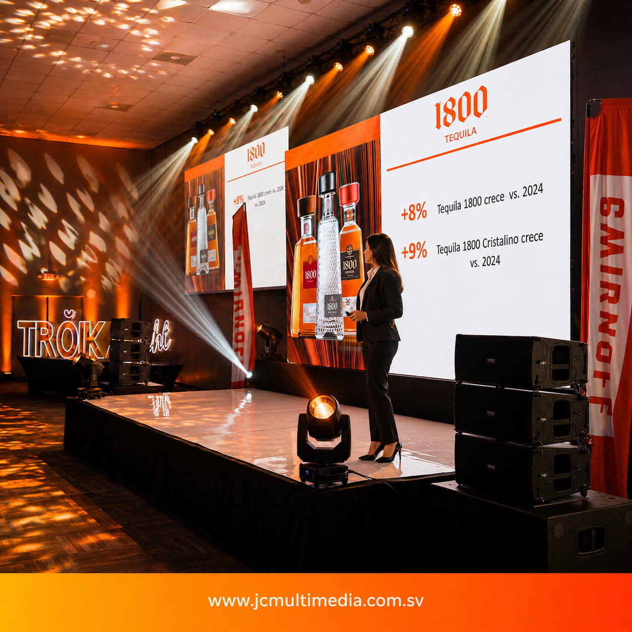 Pantallas LED para evento corporativo en El Salvador con montaje profesional de JC Multimedia