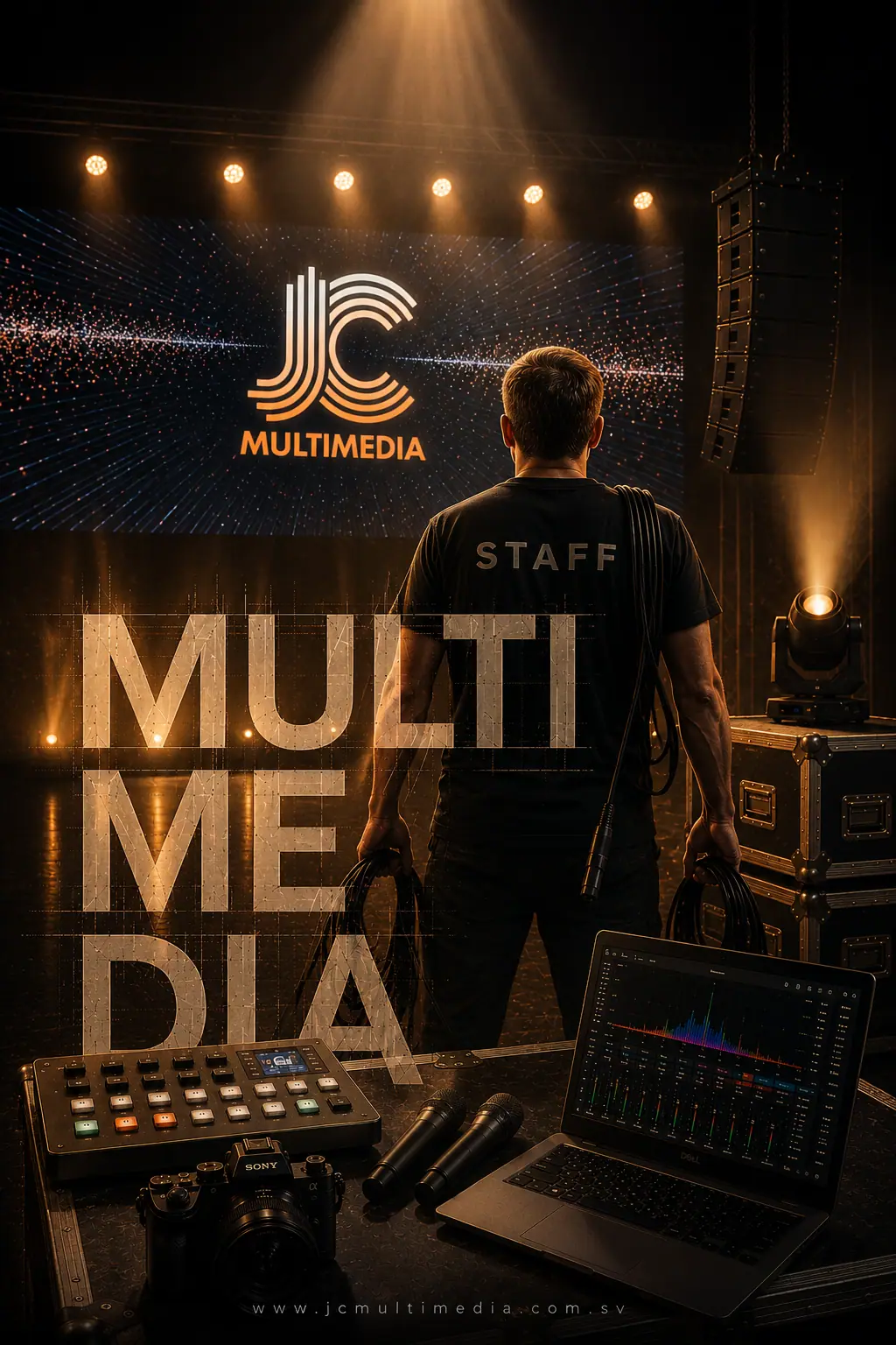 Pantallas LED modulares JC Multimedia con efectos visuales futuristas para eventos y producciones audiovisuales