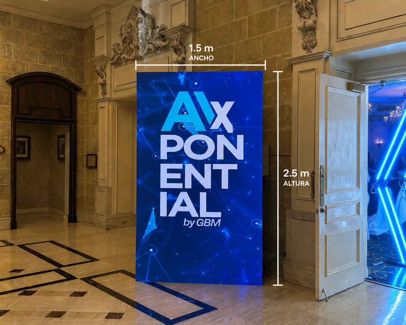Totem pantalla LED 1.5x2.5m eventos corporativos JC Multimedia El Salvador